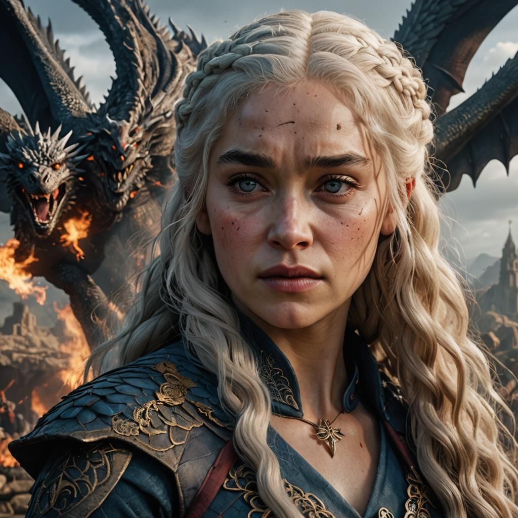 Detailed Portrait of Daenerys Targaryen in Fantasy Style