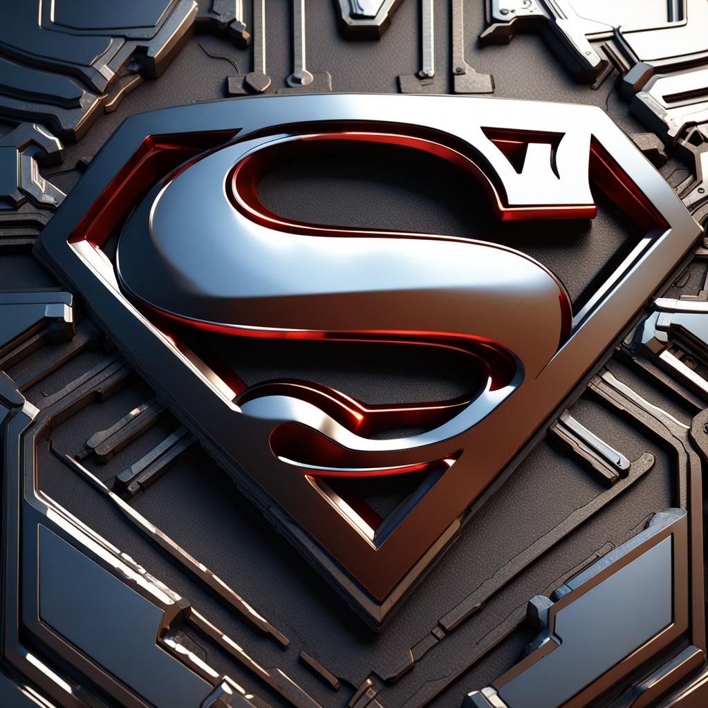 Futuristic Superman Logo in 3D Cinematic Style