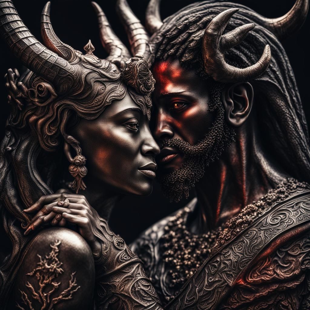 Multiracial Goddess Displays Affection