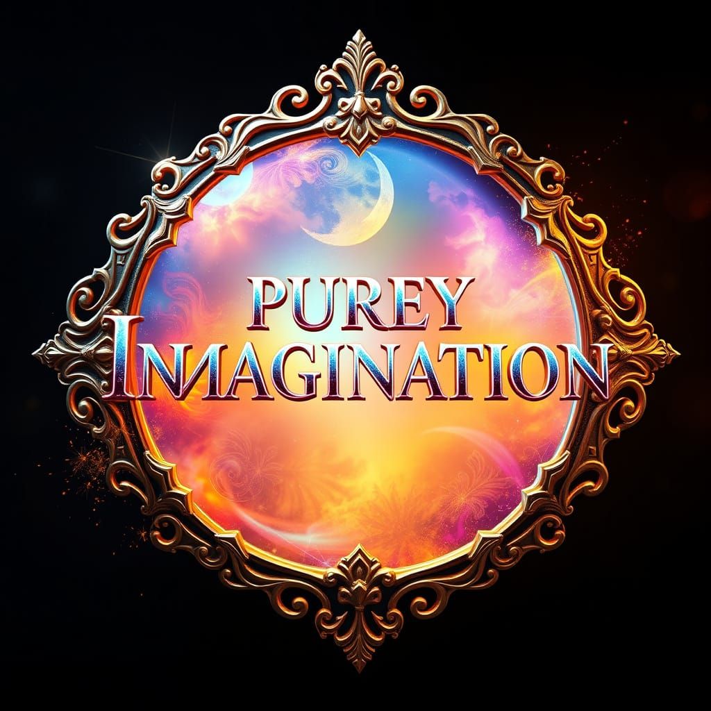 Vibrant Fantasy Logo with Intricate Ornate Border