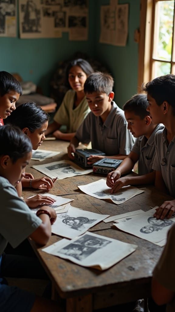 Latin American Students Study Vintage Photos