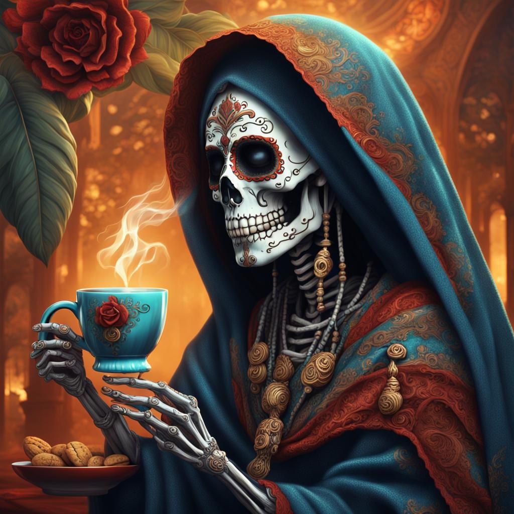 Santa Muerte: Coffee Break, Digital Matte Painting