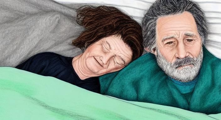 Realistic Pen and Ink Drawing of Couple in Bed