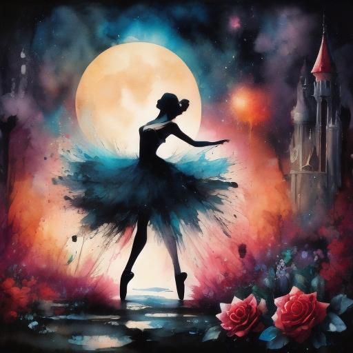 Ballerina in Fairytale Watercolor Magic