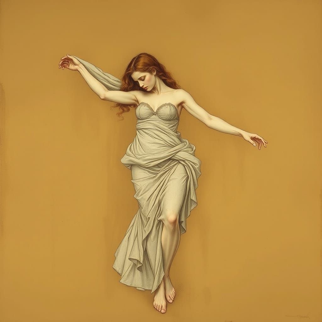 figure study, billowing garments, by leonardo, klimt