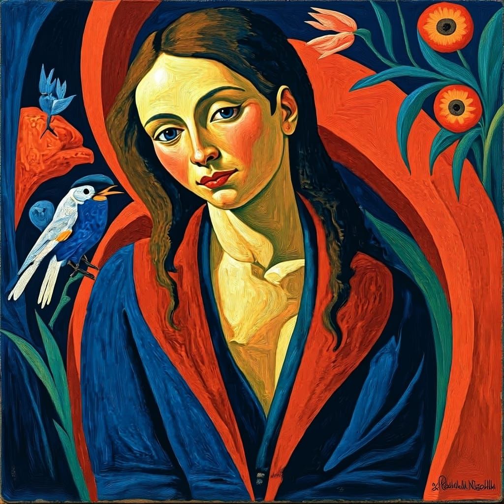 Impasto Expressionist Portrait at Midnight Archway