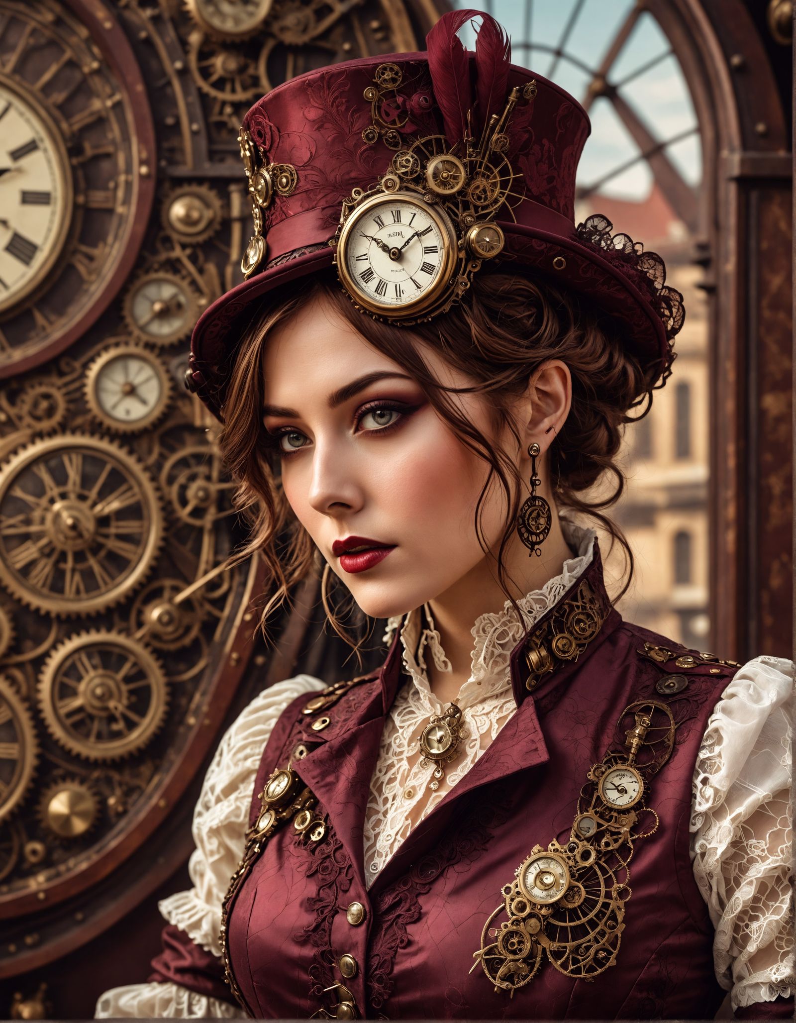 Steampunk Fashion in Victorian Futurism Style