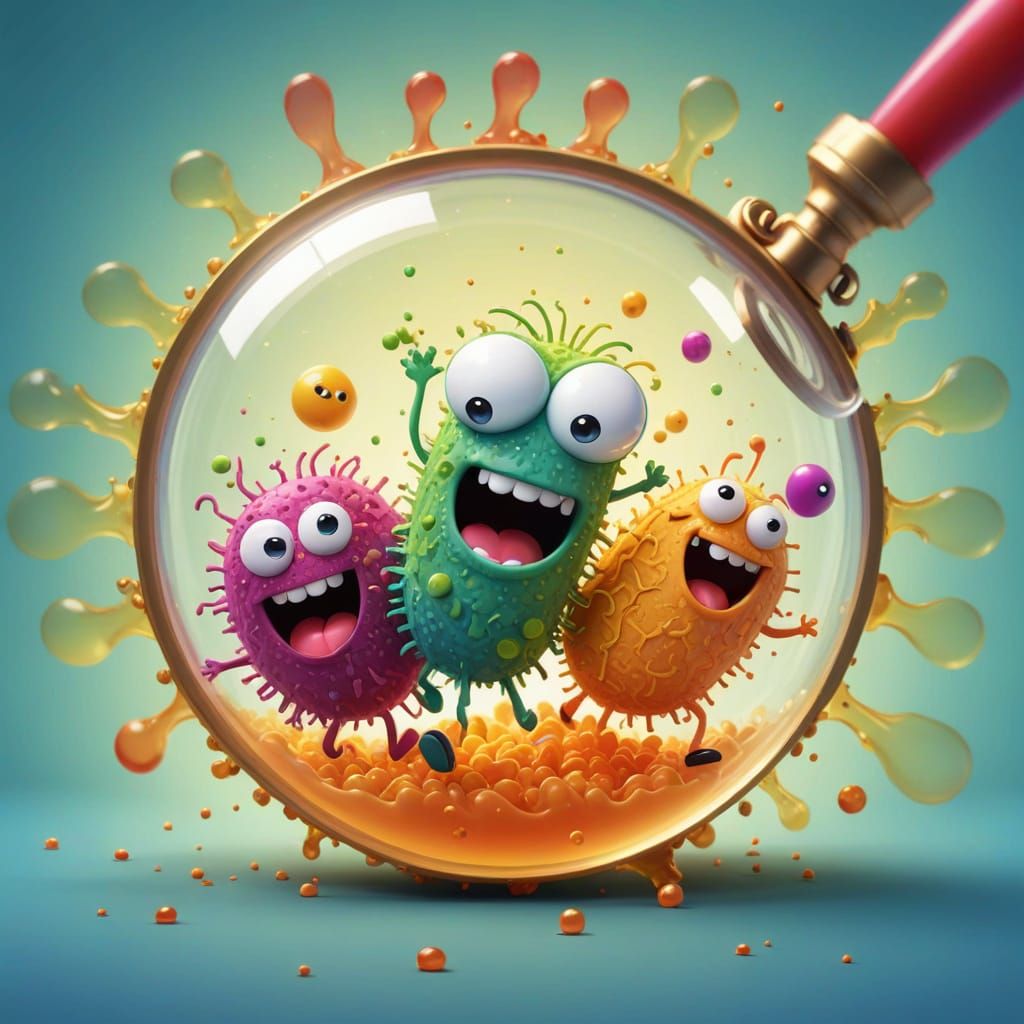 Cute Microbes Dancing in Vibrant 3D Art