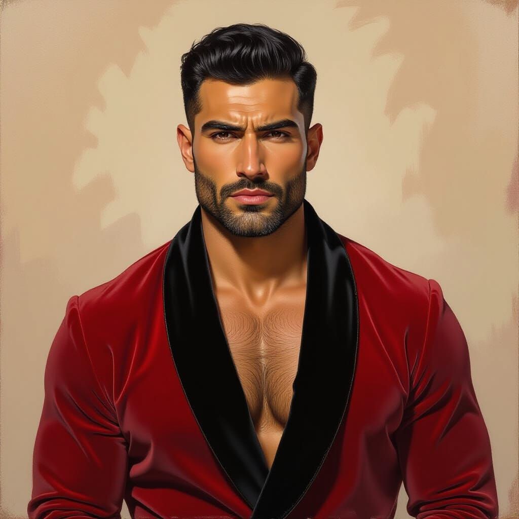 Impressionist Portrait of a Handsome Man in Velvet