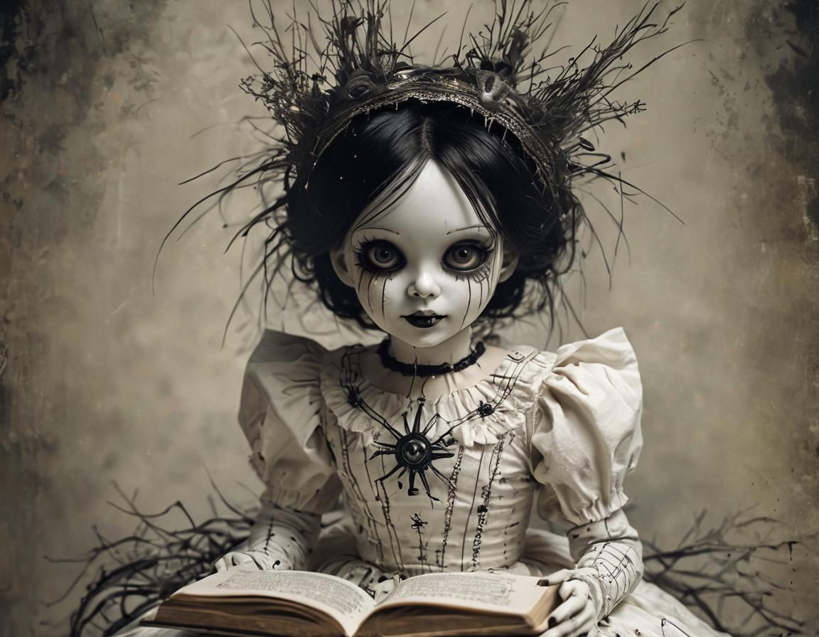 Eerie Doll Emerges from Occult Book