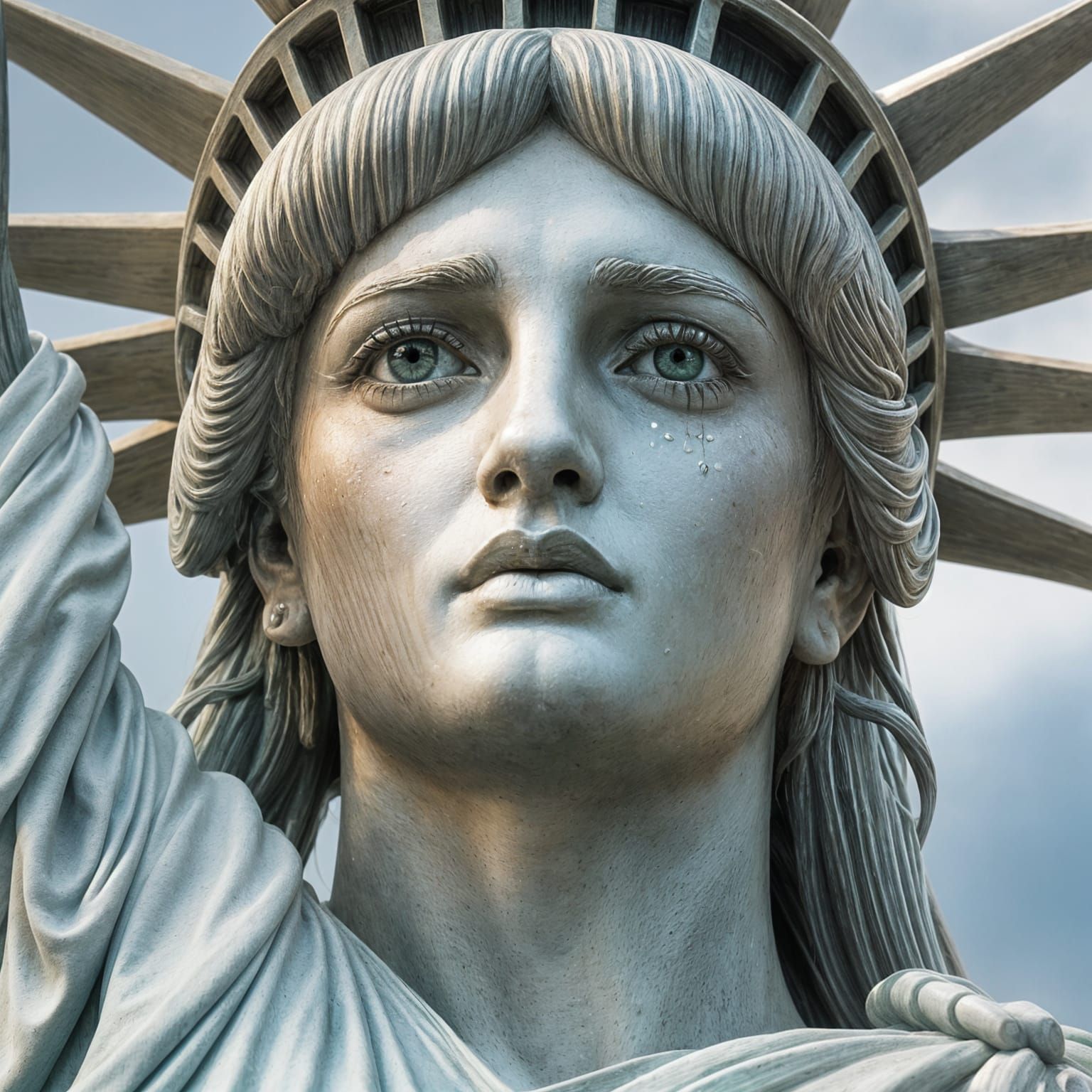 Statue of Liberty Crying: Hyperrealistic AI Art