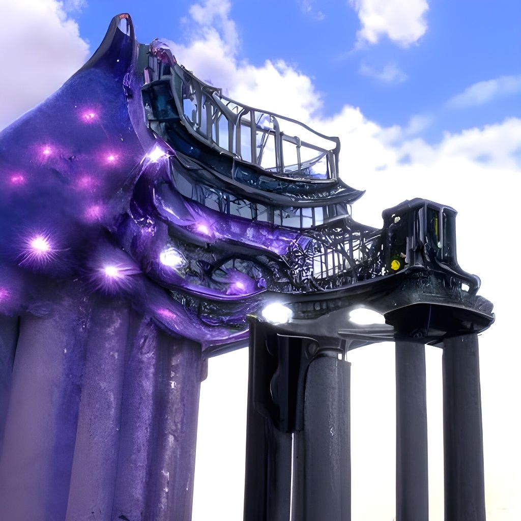 Obsidian Spiral Staircase in Pointillism Style