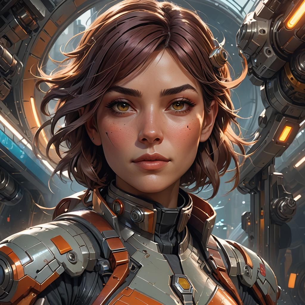 Detailed Portrait of Rocket Girl, Hyperdetailed Art