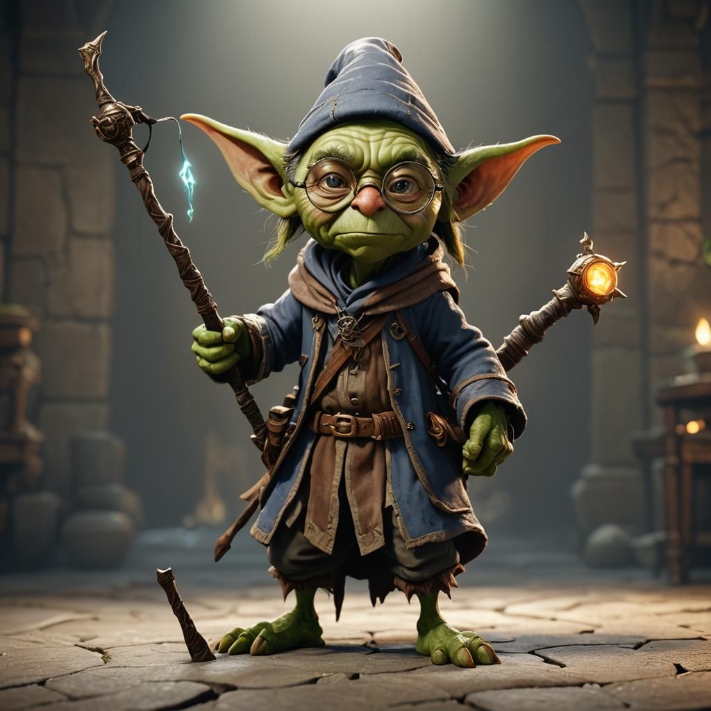Goblin Wizard in RPG Room: 3D Cinematic Render