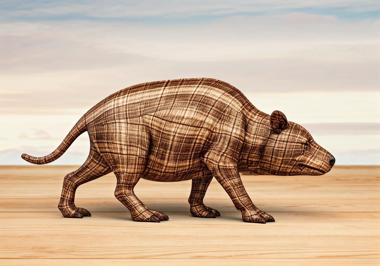 Pyrographically Whittled Plaid Animals 3D Doodlecraft, Mount...