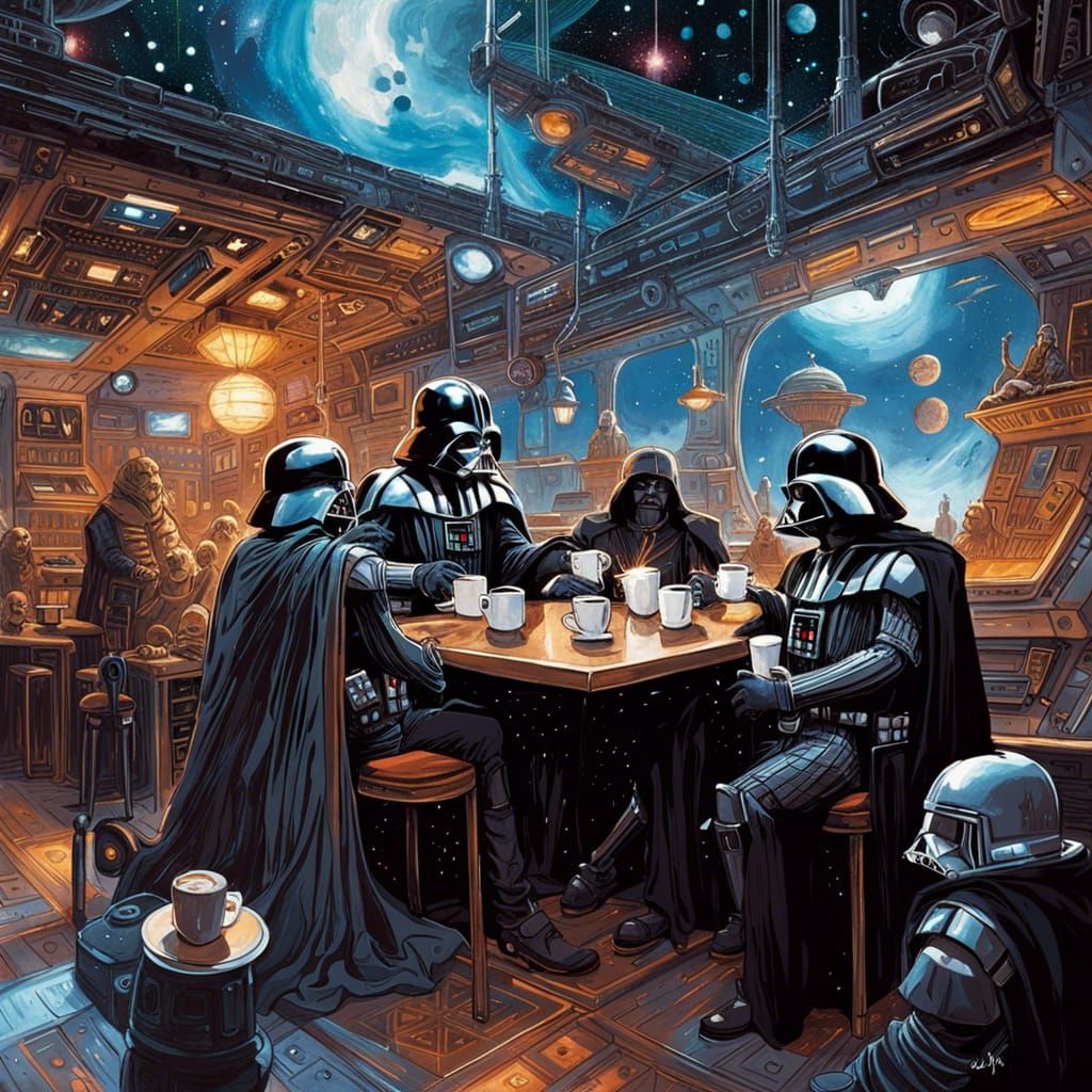 Darth Vader in Coffee Shop in Space!!