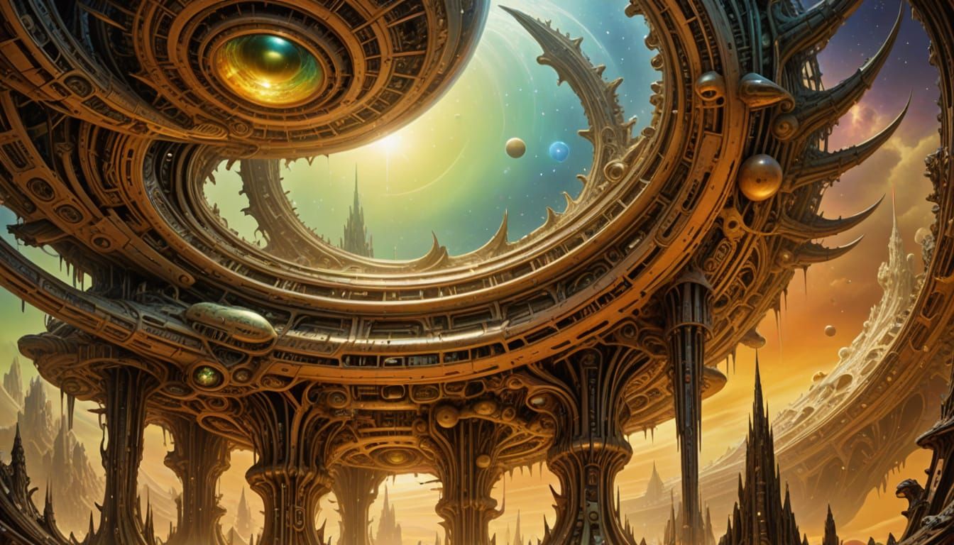 Vibrant Cosmic Mandalas in Iridescent Hues