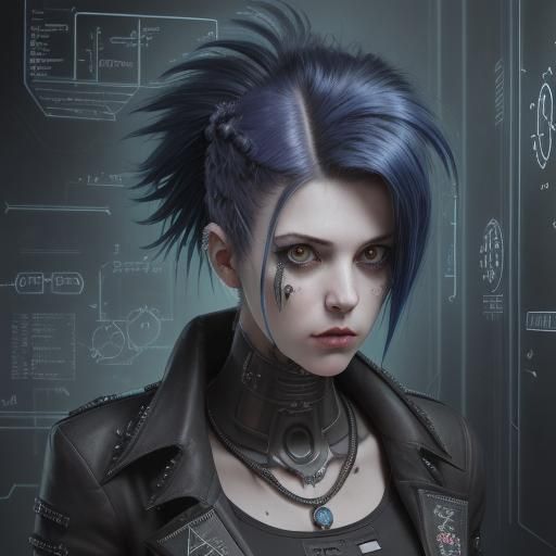 Biomechanical Scientist in Cyberpunk Steampunk Lab