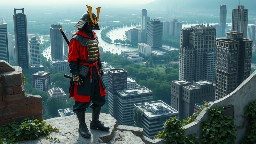 Samurai Warrior in Modern Armor