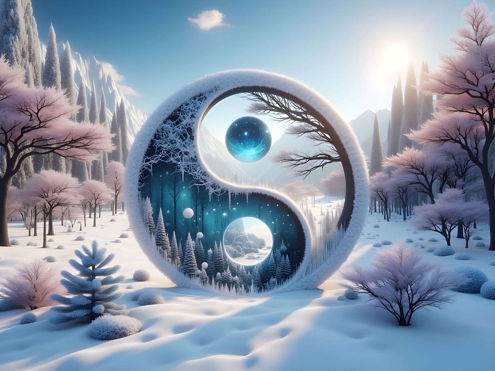 Ethereal Yin Yang Landscape in Harmony