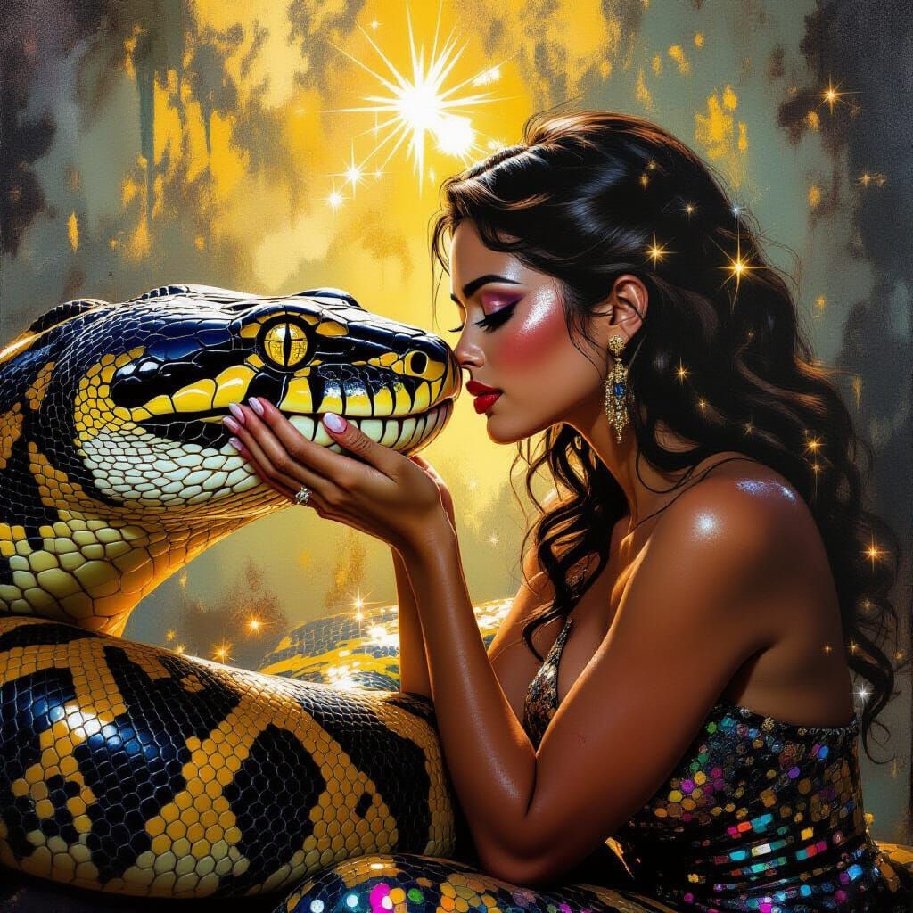 Noir Painting: Latina & Anaconda Bond