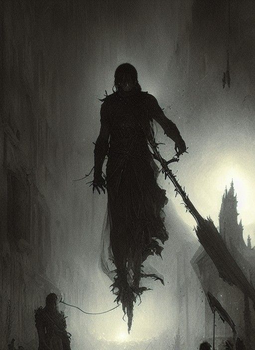 The Black Swordsman: A Gothic Horror Illustration