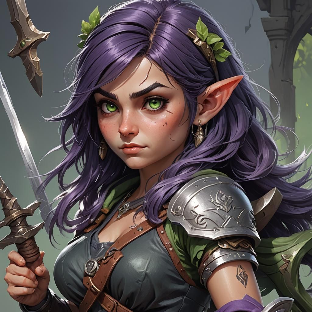 Gnome Rogue Barbarian Portrait in Hyperdetailed Style