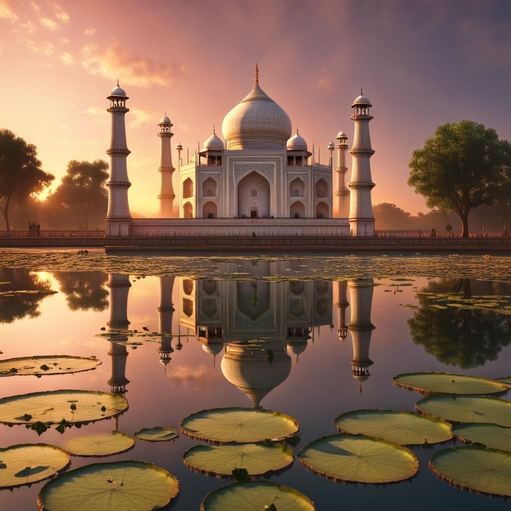 Taj Mahal Reflection at Sunset: Fantasy Concept Art