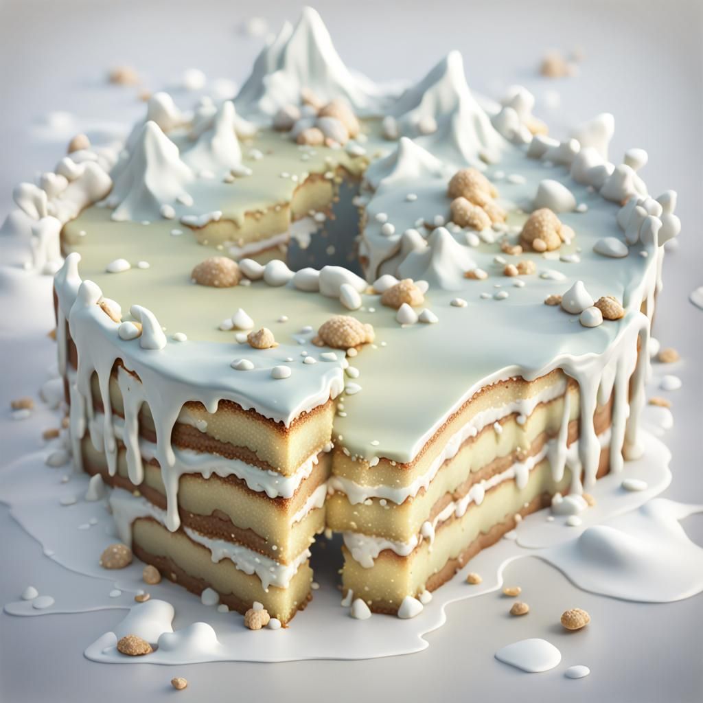 Two Crushed Cakes in Close Embrace: Digital Matte Painting