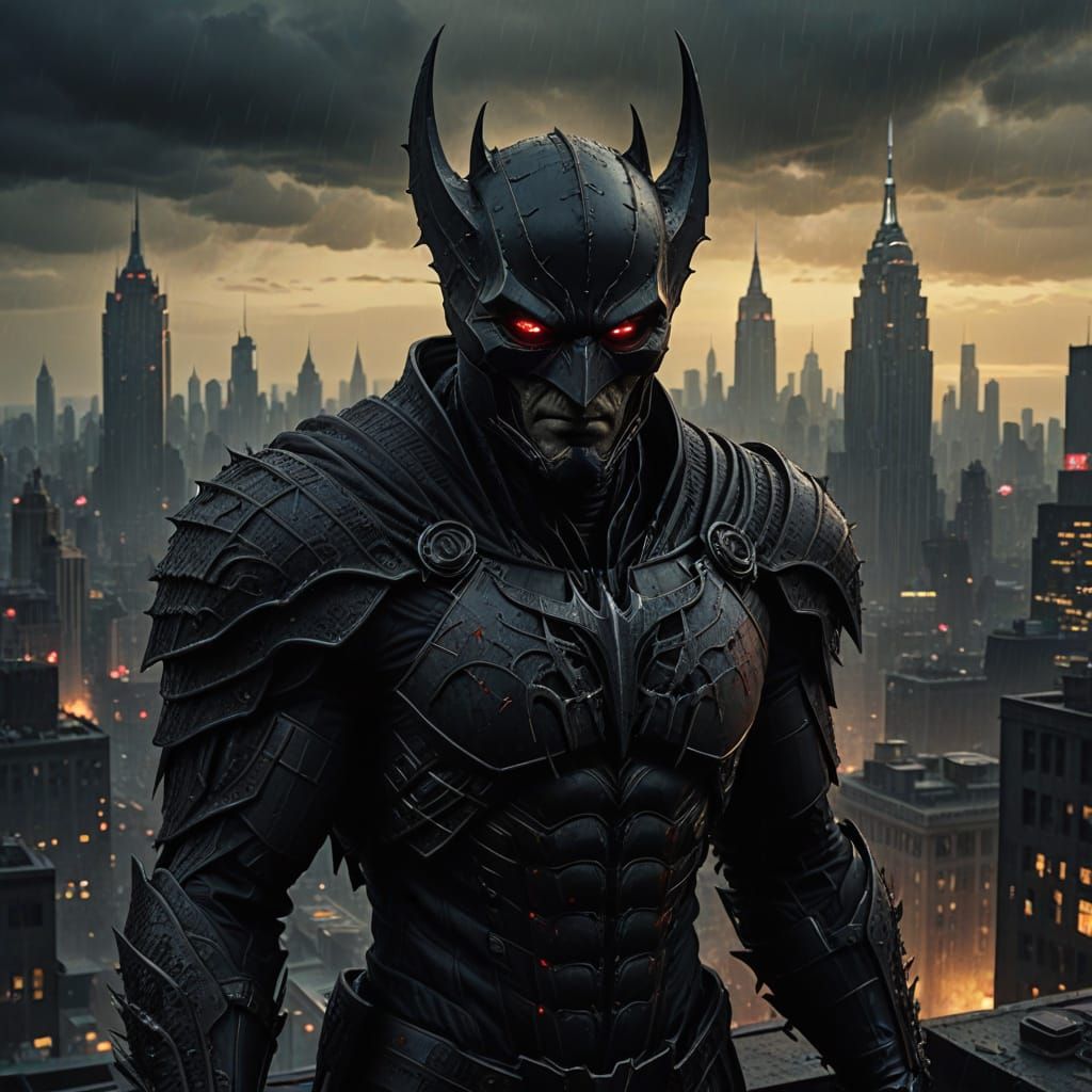 Cyberpunk Dark Knight: Gothic Armor and Webbed Fury