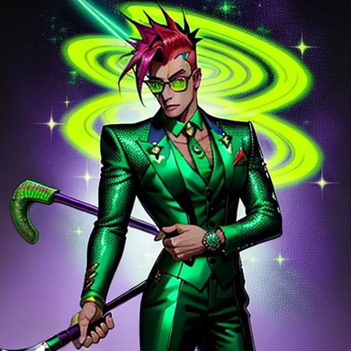 Glam Rock Gator Man with Golf Club