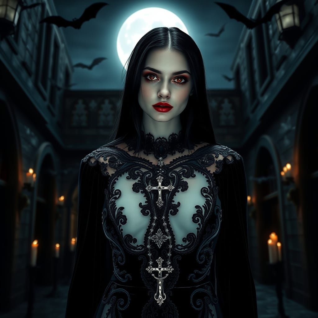 Gothic Vampire in Moonlight: Cinematic Portrait