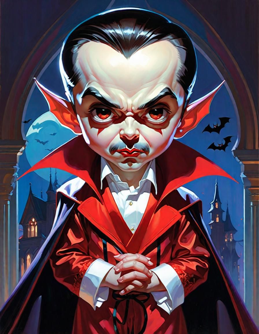 Chibi Dracula in Pajamas: Halloween Art