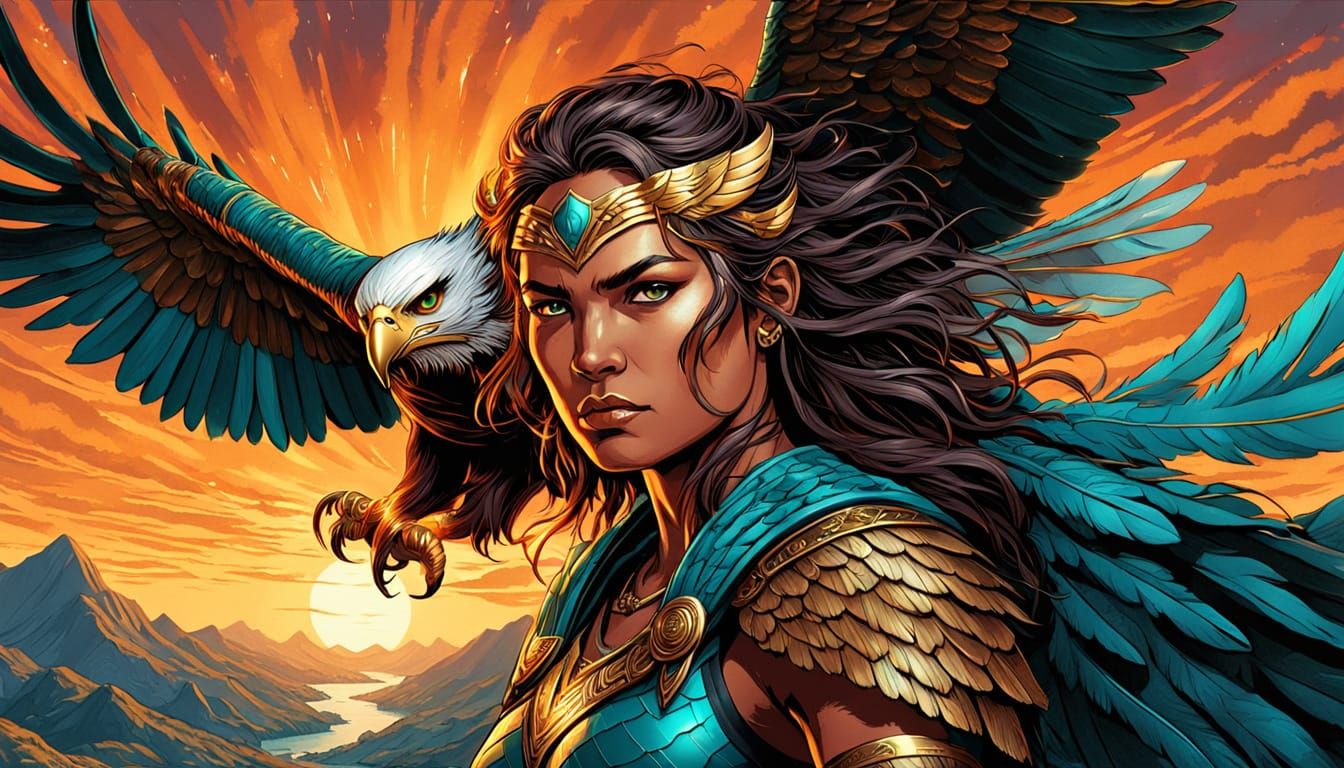 Majestic Warrior Goddess Soars on Wings of Freedom