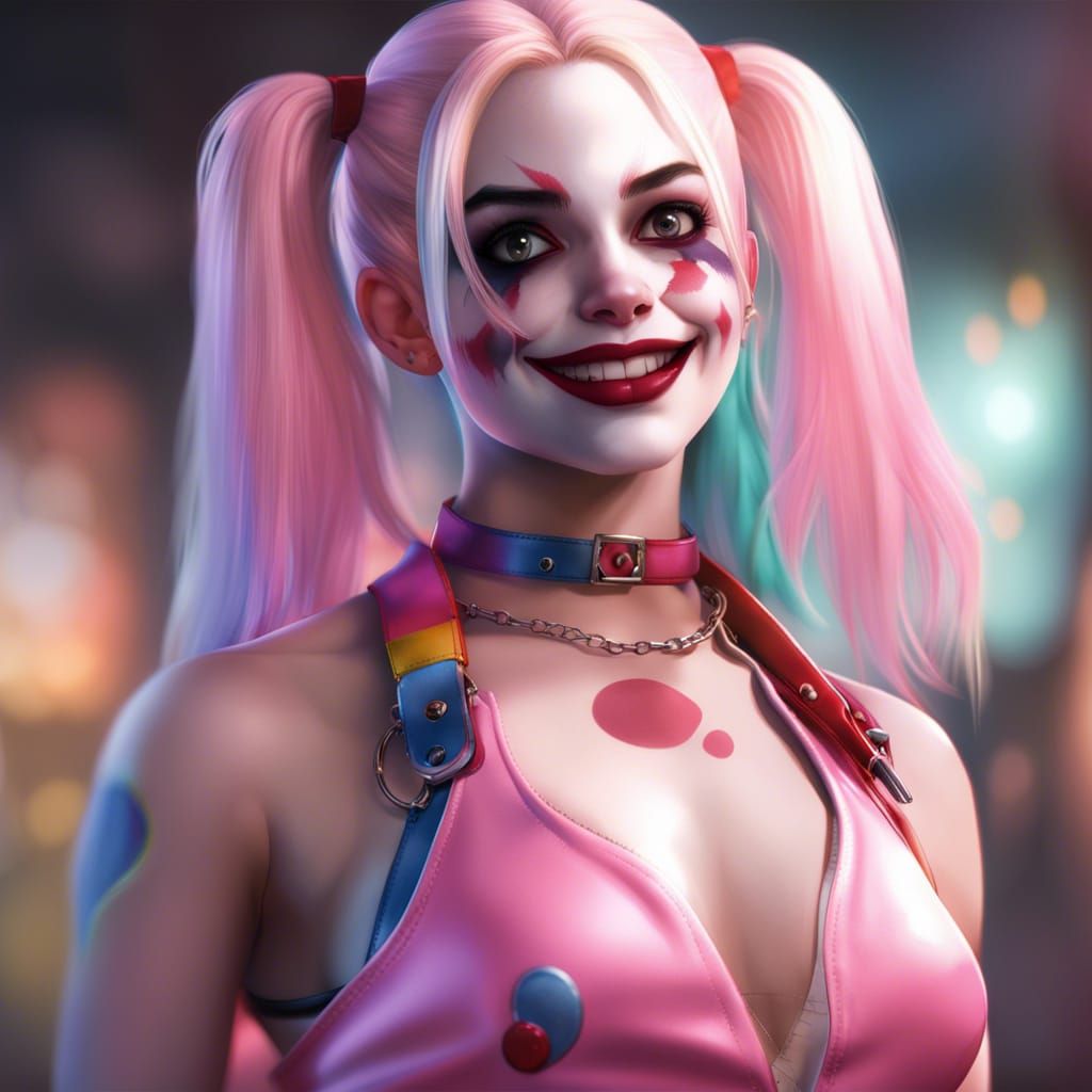 Hyperrealistic Harley Quinn in Anime Style