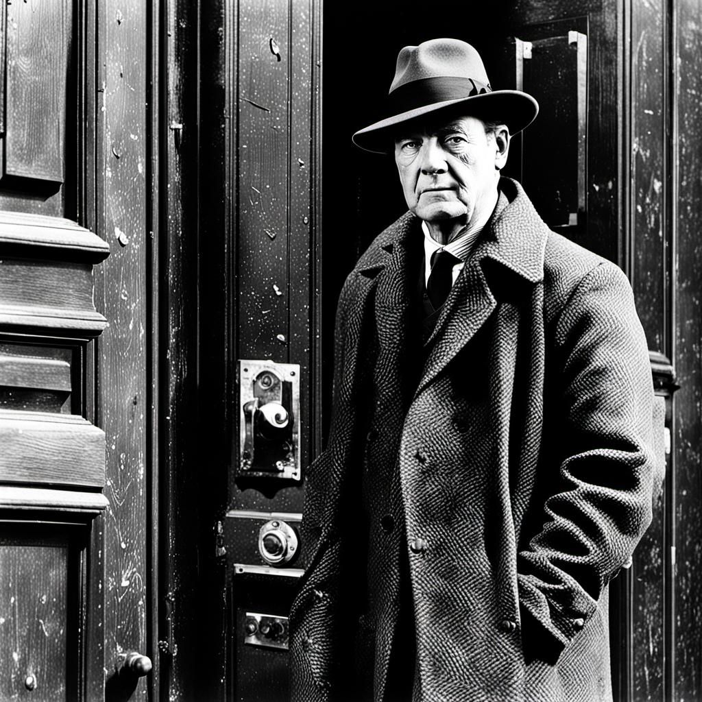 Mysterious Man in Hat near Doorway