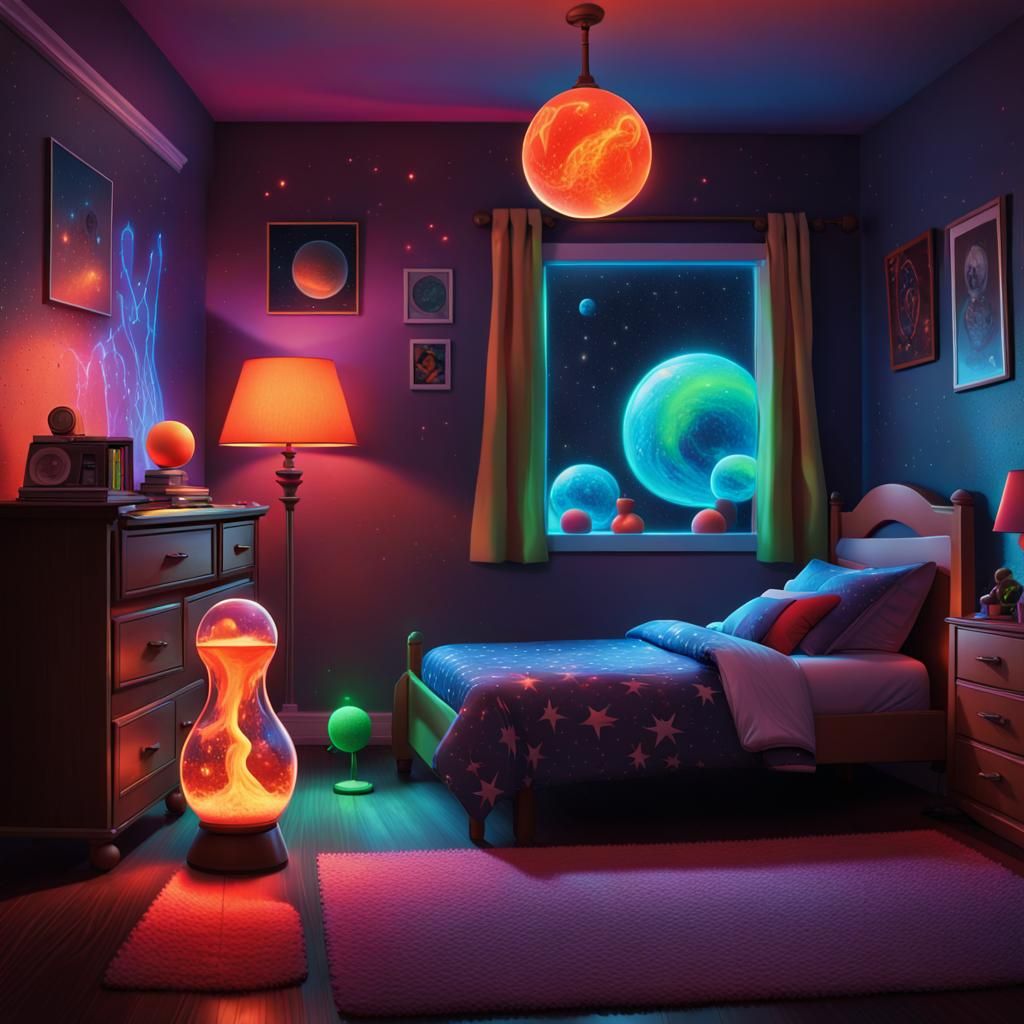 Glow in the Dark Star Room: Hyperrealistic Concept Art