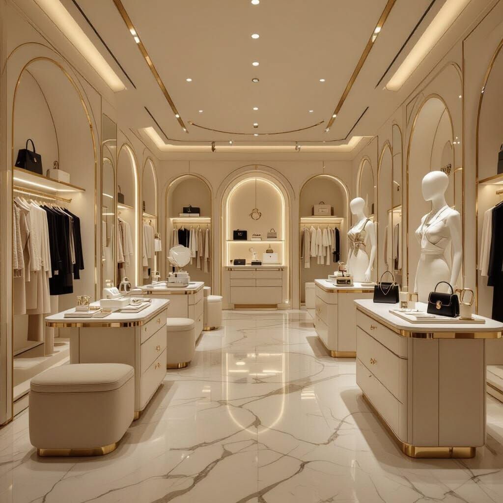 Luxurious Fashion Salon With Elegant Boutiques