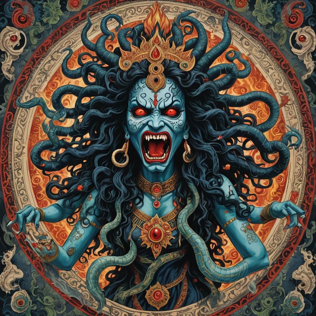 Wrathful Kali: Goddess of Destruction in Cosmic Dance