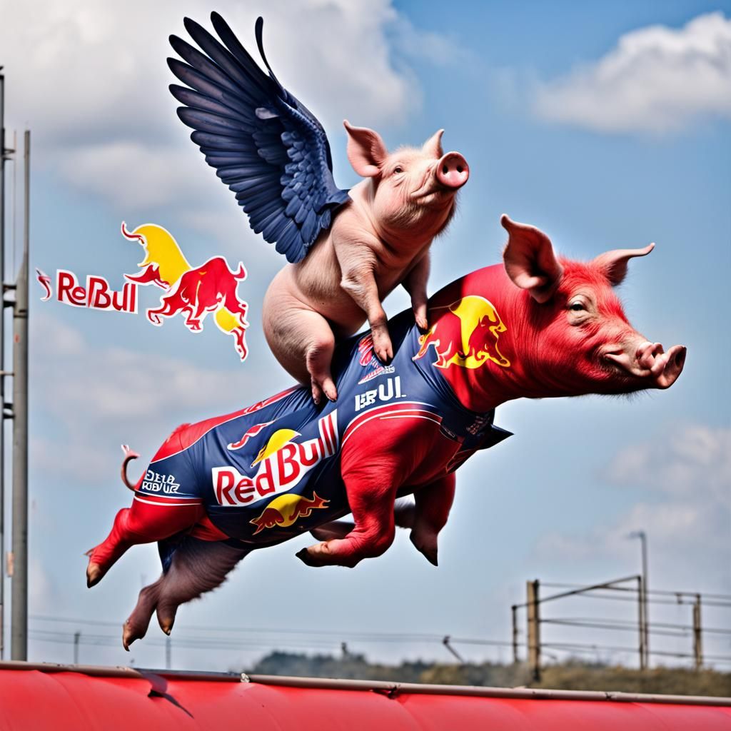 Cliche  red bull gives you wings pig flying