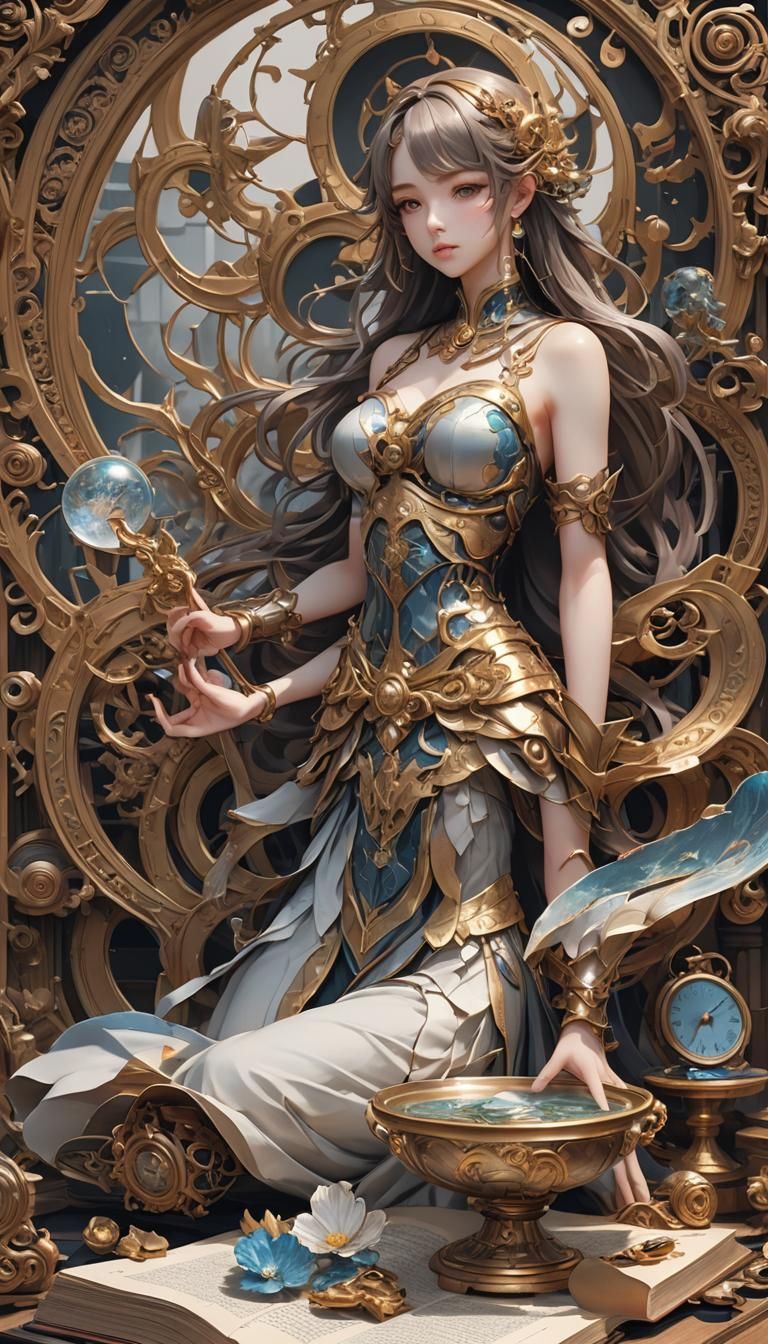 Anime Figures and Scales in Antique Book