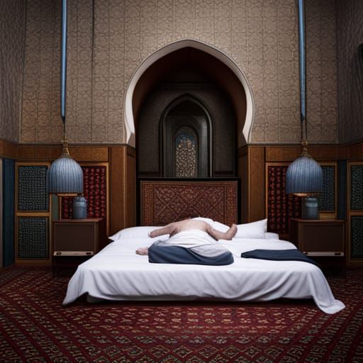 Jewish Man Sick in Bed: Matte Painting