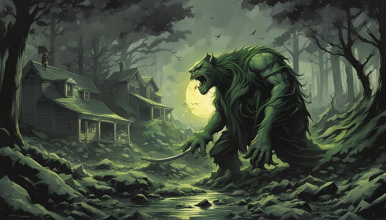 Sinister Green Landscape in Sunlight