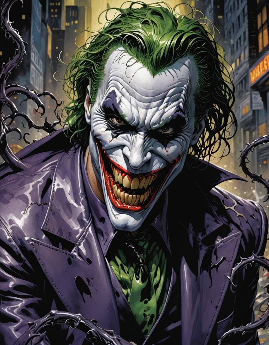 Joker and Venom Amalgamation in Comic Book Art