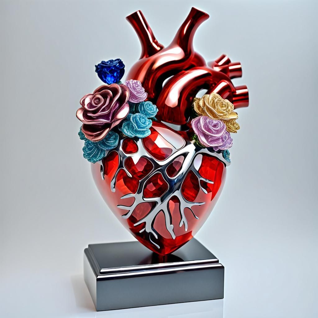 Crystal Anatomical Heart Sculpture in 3D