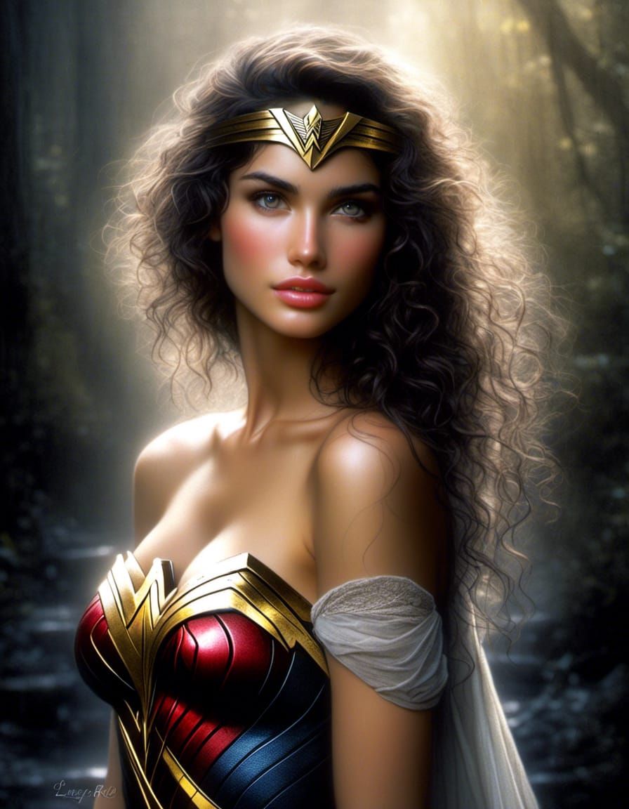 Wonder Woman Portrait in Style of Luis Royo