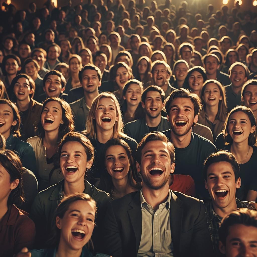 People Laughing Together in Movie Theater: Film Still
