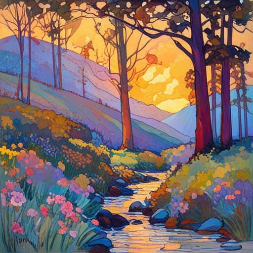 Abstract Stained Glass Art in Tiffany Style