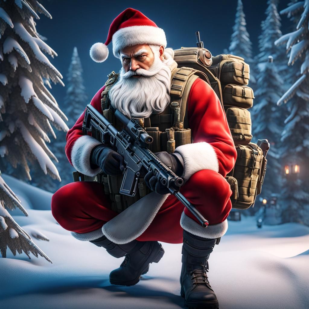 Santa Claus as Special Forces Operator in 3D