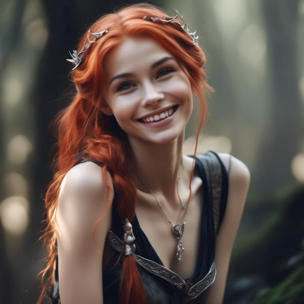 Silver-Haired Elf Girl Portrait in Soft Focus